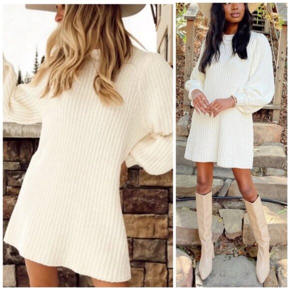 Mumu Cream Chenille Knit Dixon Sweater Dress - Picture 11 of 11